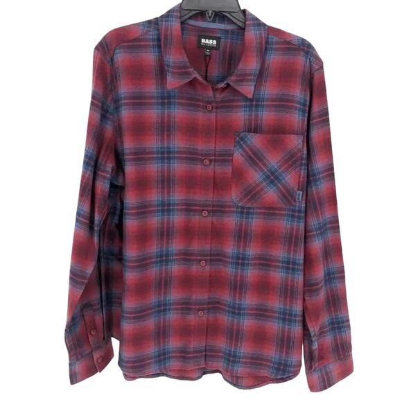 Bass Outdoor Plaid Long Sleeve Flannel Button-Up Shirt Size Large New with Tag - Picture 2 of 10